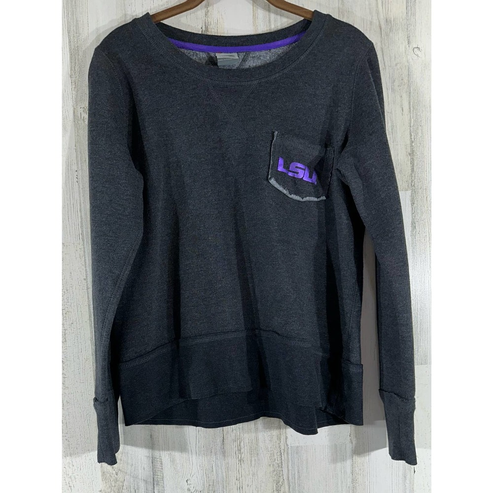 Stadium Athletics Sweatshirt LSU Tigers Charcoal Gray Medium Metallic Lettering
